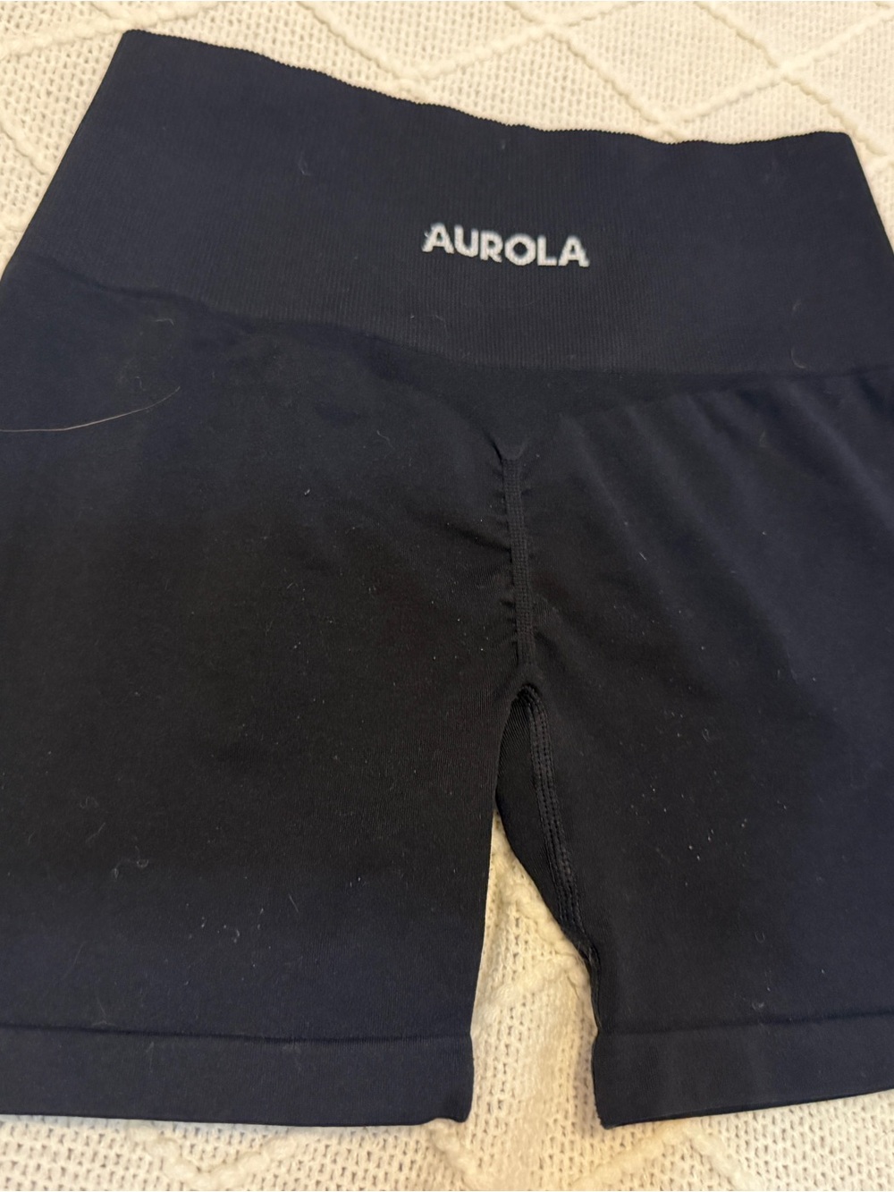Aurola Women's High-Rise Black Seamless Active Shorts XS 10”no stretch 13”with.